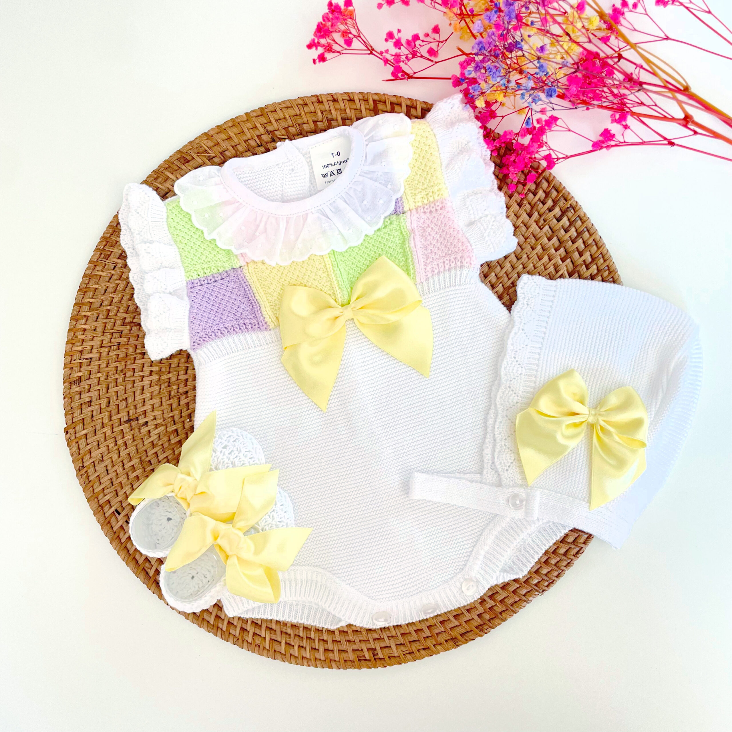 Ranita Crochet Blanco Amarillo